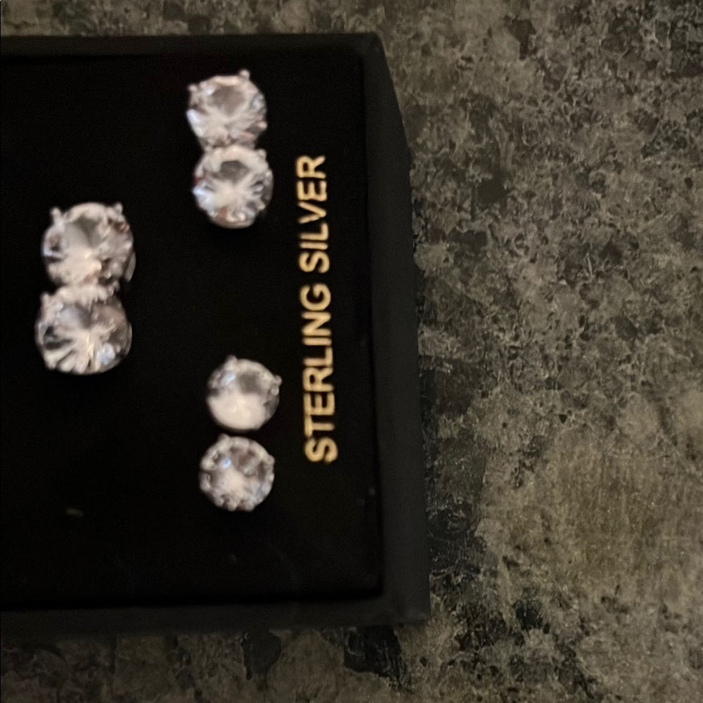 Sterling Silver Stud Earrings Set